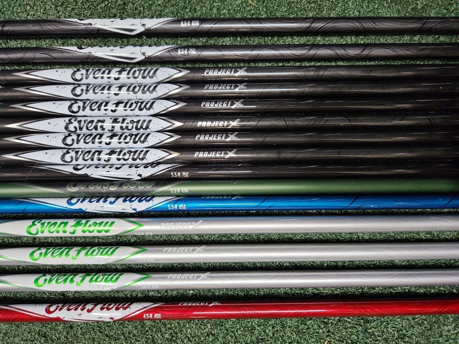 PROJECT X EVENFLOW RED GREEN BLUE BLACK - GOLF SHAFTS - GRIP +