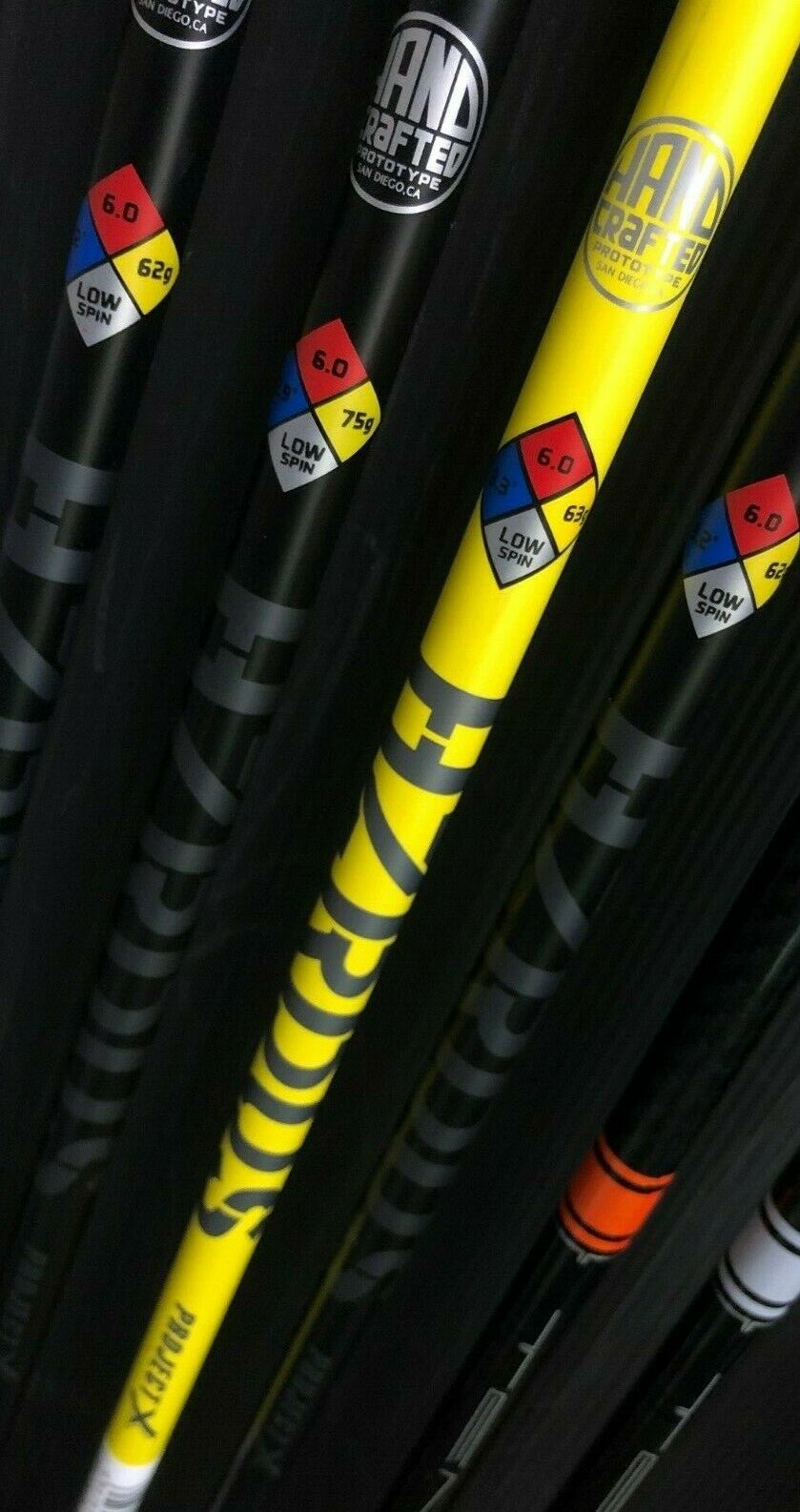 HAND CRAFTED PROJECT X HZRDUS SHAFTS - BLACK - YELLOW - CUSTOM FIT ADAPTER