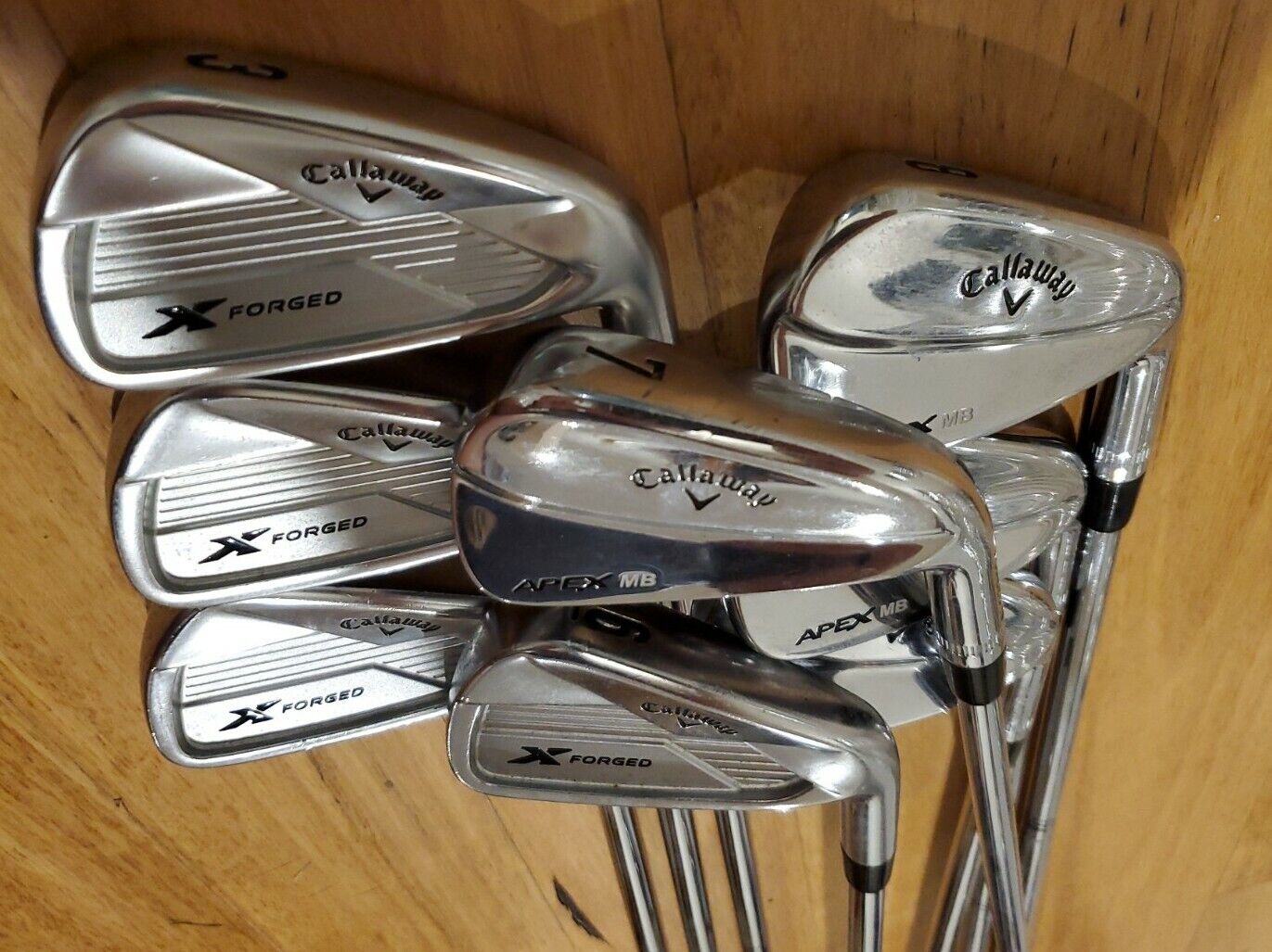 CALLAWAY COMBO X FORGED AND APEX MB IRONS - 3I-PW - DYNAMIC GOLD S300 STIFF