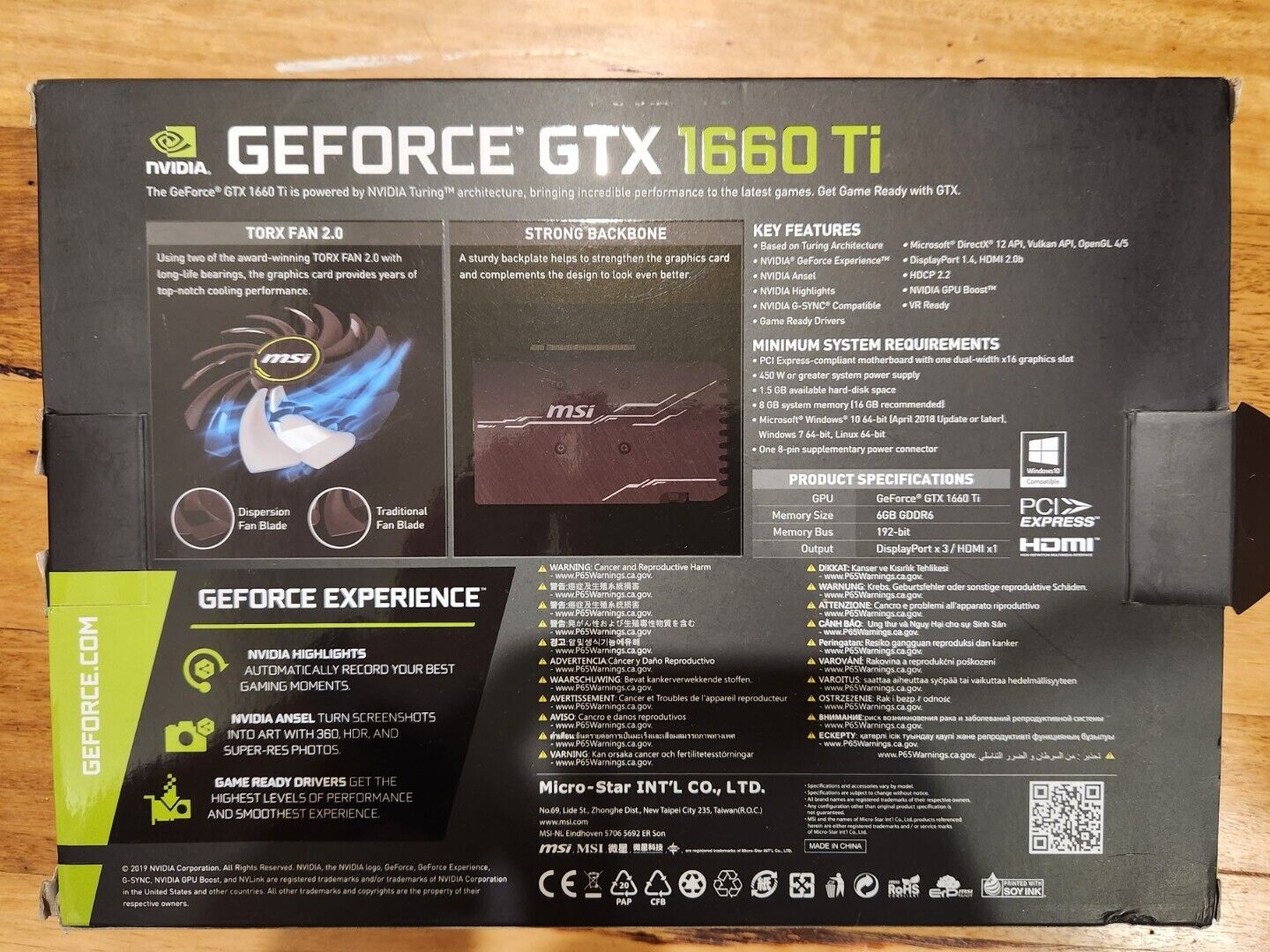 MSI GeForce GTX 1660 Ti VENTUS XS OC 6GB 6G 192-bit GDDR6 PCI-E 3.0 NVIDIA