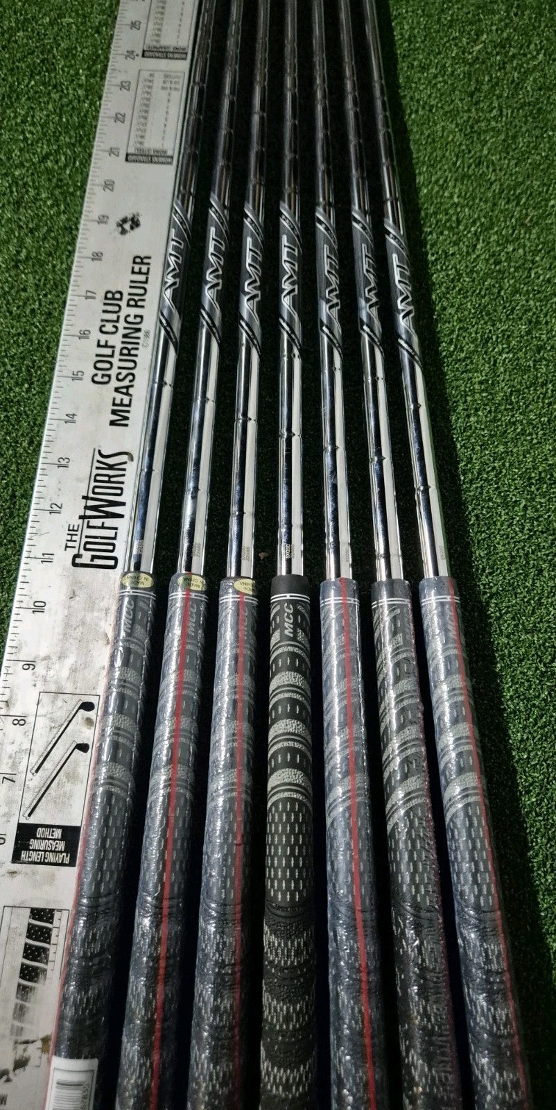 TRUE TEMPER AMT BLACK REGULAR IRON IRONS SHAFTS MMC GRIPS 4-PW 0.355 TAPER TIP2