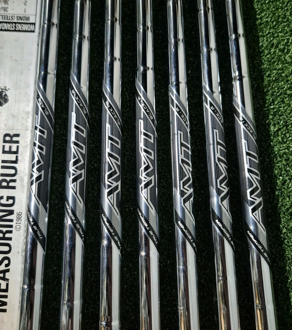 TRUE TEMPER AMT BLACK REGULAR IRON IRONS SHAFTS MMC GRIPS 4-PW 0.355 TAPER TIP0