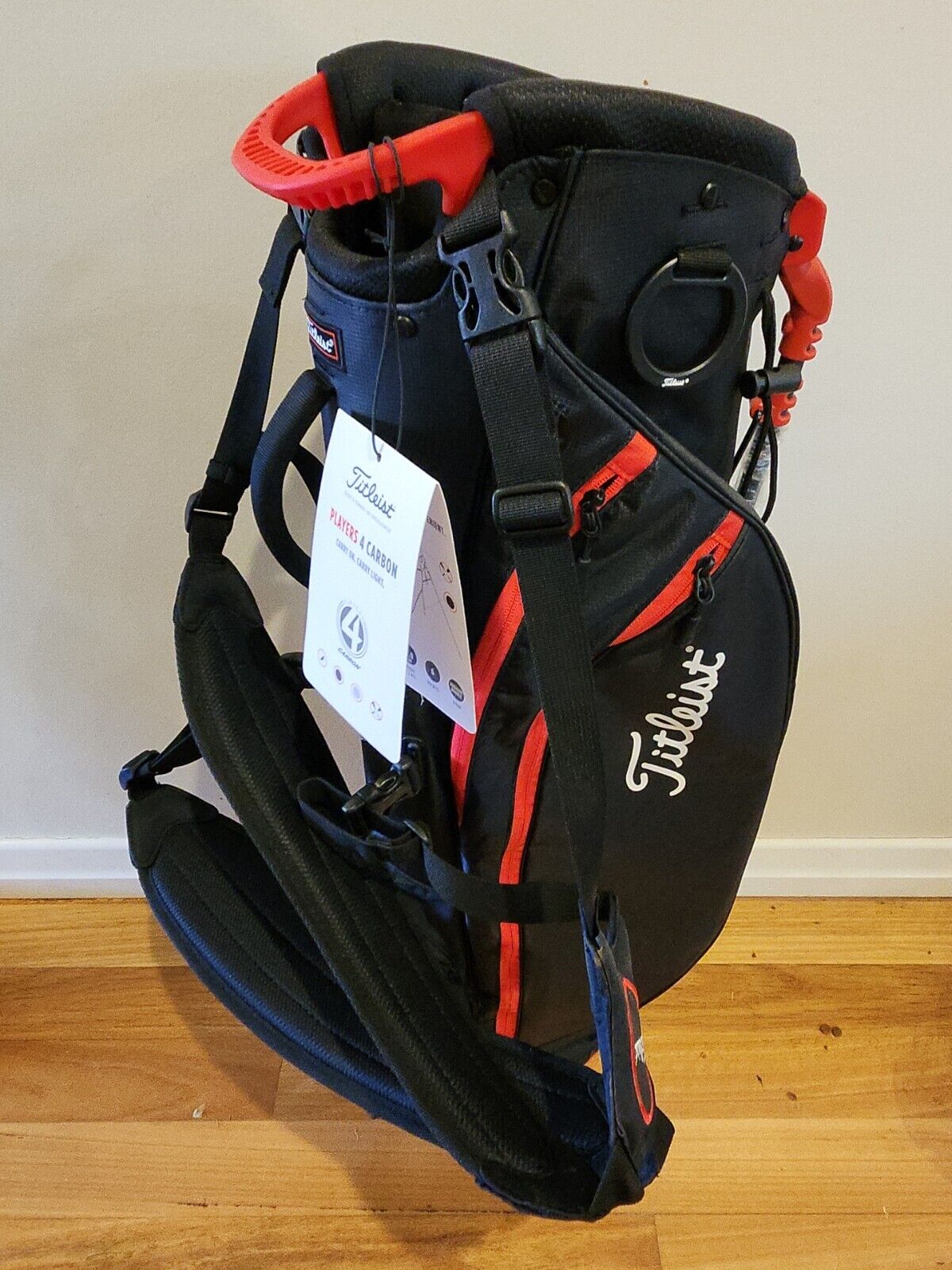 TITLEIST BLACK RED CARBON GOLF CARRY STAND BAG - BRAND NEW