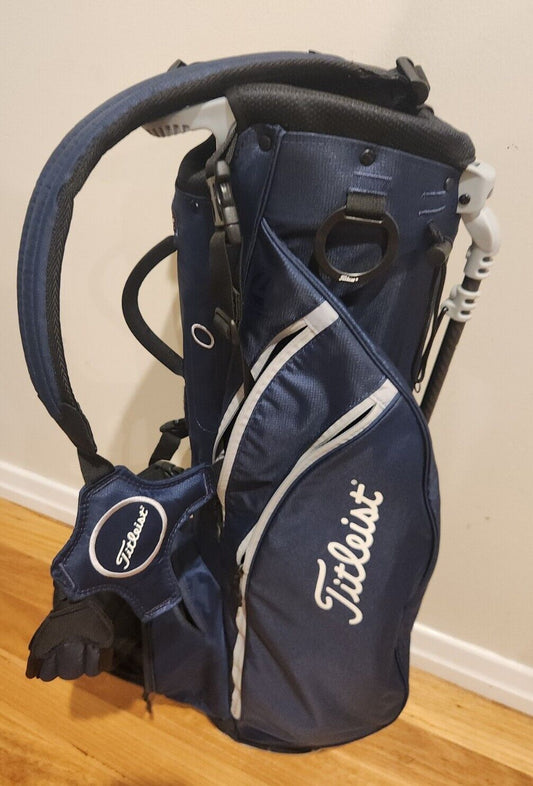 TITLEIST BLUE NAVY CARBON GOLF CARRY STAND BAG - EXCELLENT